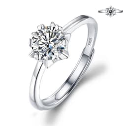 Moissanite Engagement Finger Rings Inlaid Diamond Open Ring For Women 925 Silver Promise Wedding Adjustable Rings Fine Jewelry