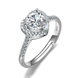 Moissanite Engagement Finger Rings Inlaid Diamond Open Ring For Women 925 Silver Promise Wedding Adjustable Rings Fine Jewelry