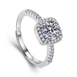 Moissanite Engagement Finger Rings Inlaid Diamond Open Ring For Women 925 Silver Promise Wedding Adjustable Rings Fine Jewelry