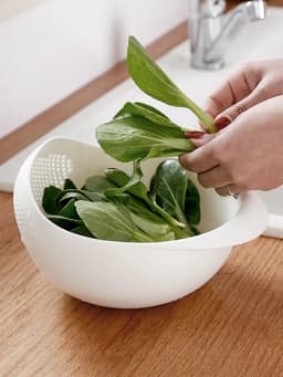 1/3pcs- Colander Rice Bowl Drain Basket Fruit Bowl Washing Drain Basket with Handle Washing Basket Home Kitchen Organizer