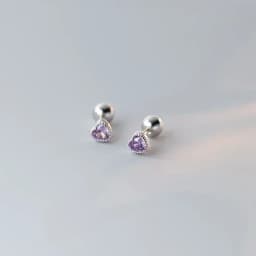 New Fashion Cute Minimalist Heart Stud Earrings Shiny Colorful Crystal Screw-back Tiny Ear Stud Accessory Small Earring Jewelry
