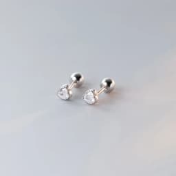 New Fashion Cute Minimalist Heart Stud Earrings Shiny Colorful Crystal Screw-back Tiny Ear Stud Accessory Small Earring Jewelry