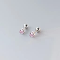 New Fashion Cute Minimalist Heart Stud Earrings Shiny Colorful Crystal Screw-back Tiny Ear Stud Accessory Small Earring Jewelry