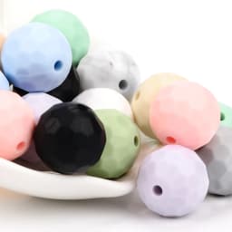 Lofca 40pcs 12/15mm Silicone Beads Polyhedron Bpa Free For Jewelry Making DIY Keychain Necklace Jewelry Accessories