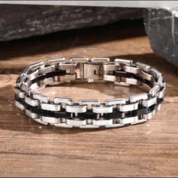 Gents Bracelet for Men, Two Tone Stainless Steel Bracelet, Men Jewelry