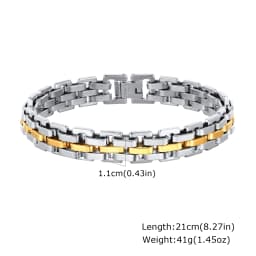Gents Bracelet for Men, Two Tone Stainless Steel Bracelet, Men Jewelry