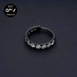 Luxury Square Zircon G23 Titanium Nose Ring Vacuum Gold-Plated Punk Piercing Jewelry Septum Ring Earrings For Men And Women