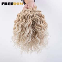FREEDOM 10inches Synthetic Deep Wavy Twist Crochet Braids Hair Ombre Afro Curly Braiding Hair Extensions High Temperature Fiber