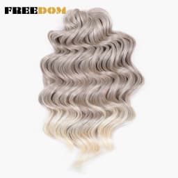 FREEDOM Synthetic Twist Crochet Curly Hair 16 Inch Deep Wave Braid Hair Ombre Blonde Brown Water Wave Braiding Hair Extensions
