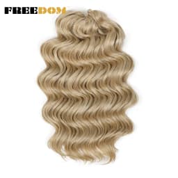FREEDOM Synthetic Twist Crochet Curly Hair 16 Inch Deep Wave Braid Hair Ombre Blonde Brown Water Wave Braiding Hair Extensions