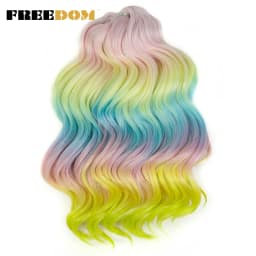 FREEDOM Synthetic Twist Crochet Curly Hair 16 Inch Deep Wave Braid Hair Ombre Blonde Brown Water Wave Braiding Hair Extensions