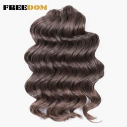 FREEDOM Synthetic Twist Crochet Curly Hair 16 Inch Deep Wave Braid Hair Ombre Blonde Brown Water Wave Braiding Hair Extensions