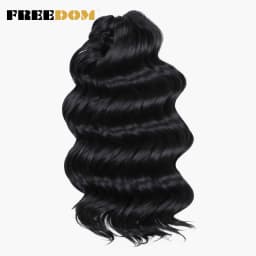 FREEDOM Synthetic Twist Crochet Curly Hair 16 Inch Deep Wave Braid Hair Ombre Blonde Brown Water Wave Braiding Hair Extensions
