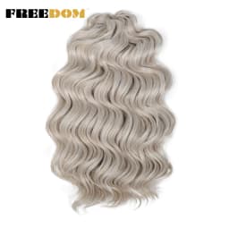 FREEDOM Synthetic Twist Crochet Curly Hair 16 Inch Deep Wave Braid Hair Ombre Blonde Brown Water Wave Braiding Hair Extensions
