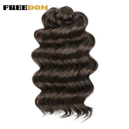 FREEDOM Synthetic Twist Crochet Curly Hair 16 Inch Deep Wave Braid Hair Ombre Blonde Brown Water Wave Braiding Hair Extensions