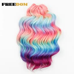 FREEDOM Synthetic Twist Crochet Curly Hair 16 Inch Deep Wave Braid Hair Ombre Blonde Brown Water Wave Braiding Hair Extensions