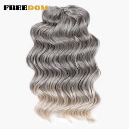 FREEDOM Synthetic Twist Crochet Curly Hair 16 Inch Deep Wave Braid Hair Ombre Blonde Brown Water Wave Braiding Hair Extensions