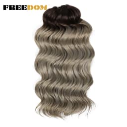 FREEDOM Synthetic Twist Crochet Curly Hair 16 Inch Deep Wave Braid Hair Ombre Blonde Brown Water Wave Braiding Hair Extensions