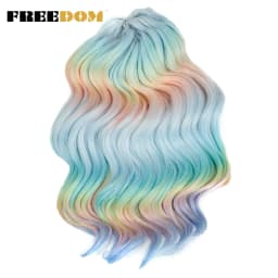 FREEDOM Synthetic Twist Crochet Curly Hair 16 Inch Deep Wave Braid Hair Ombre Blonde Brown Water Wave Braiding Hair Extensions