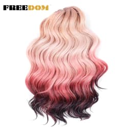 FREEDOM Synthetic Twist Crochet Curly Hair 16 Inch Deep Wave Braid Hair Ombre Blonde Brown Water Wave Braiding Hair Extensions