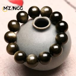 Natural Silver Obsidian Bracelet Men's and Women's Models Double Cat Eyes Silver Obsidian Gold Obsidian Lucky Amulet Hand String