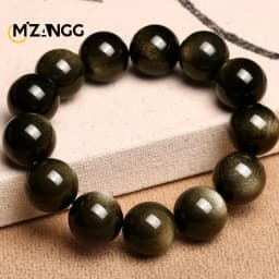Natural Silver Obsidian Bracelet Men's and Women's Models Double Cat Eyes Silver Obsidian Gold Obsidian Lucky Amulet Hand String