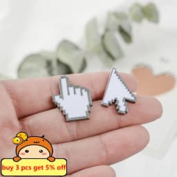 Classical Pixel Window Icon Mouse Enamel Pins Pointer Click Old Desktop Computer Monitors Hand Arrow Cursor Badges Brooch Gift