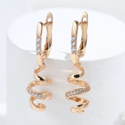 Kinel New 585 Rose Gold Drop Earrings for Women Natural Zircon Bridal Wedding Geometry Rotate Earrings Fashion Daily Jewelry