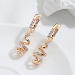 Kinel New 585 Rose Gold Drop Earrings for Women Natural Zircon Bridal Wedding Geometry Rotate Earrings Fashion Daily Jewelry