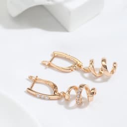 Kinel New 585 Rose Gold Drop Earrings for Women Natural Zircon Bridal Wedding Geometry Rotate Earrings Fashion Daily Jewelry