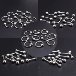 50pcs/lot Jewelry Piercing Ear Nose Eyebrow Lip Helix Tragus Stud Ring Body DIY Stainless Steel Body Jewelry for Women Men
