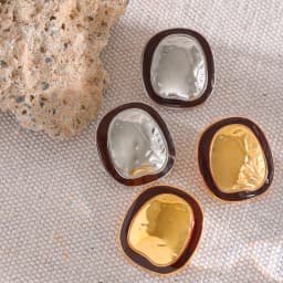 Yhpup Irregular Punk Metal Minimalist Vintage Enamel Big Stainless Steel Stud Earrings Statement Women Waterproof Trendy Jewelry