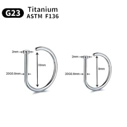 1/10PCS ASTM F136 Titanium Fake Nose Ring Hoop Non Piercing D Shape Nostril Lip Septum Earring Body Jewelry Kit