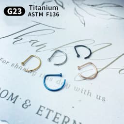 1/10PCS ASTM F136 Titanium Fake Nose Ring Hoop Non Piercing D Shape Nostril Lip Septum Earring Body Jewelry Kit