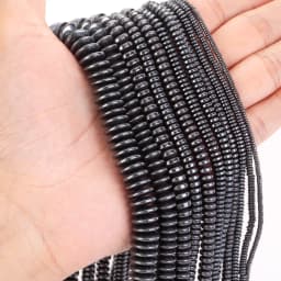 Natural Stone Black Thick Flat Beads Hematite Loose Spacer Beads for Jewelry Making DIY Bracelet Necklace Needlework Accessories
