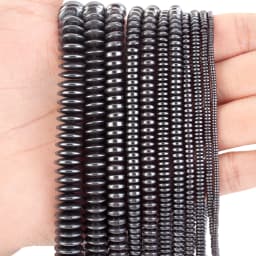 Natural Stone Black Thick Flat Beads Hematite Loose Spacer Beads for Jewelry Making DIY Bracelet Necklace Needlework Accessories