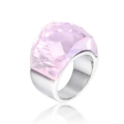 Stainless Steel For Women Large Crystal Glass Stone Pink Color Knuckle Charm Engagement Rings Trendy Wedding Bands Party Jewelry