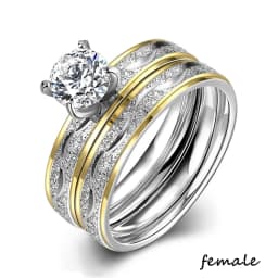 Fashion Couple Rings Vintage Stainless Steel Men Wedding Ring Elegant Women Square Cut Zircon Rings Set Engagement Jewelry Gifts