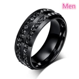 Fashion Couple Rings Vintage Stainless Steel Men Wedding Ring Elegant Women Square Cut Zircon Rings Set Engagement Jewelry Gifts