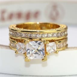 Fashion Couple Rings Vintage Stainless Steel Men Wedding Ring Elegant Women Square Cut Zircon Rings Set Engagement Jewelry Gifts