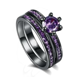 Fashion Couple Rings Vintage Stainless Steel Men Wedding Ring Elegant Women Square Cut Zircon Rings Set Engagement Jewelry Gifts