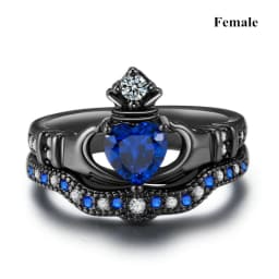 Fashion Couple Rings Vintage Stainless Steel Men Wedding Ring Elegant Women Square Cut Zircon Rings Set Engagement Jewelry Gifts