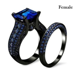 Fashion Couple Rings Vintage Stainless Steel Men Wedding Ring Elegant Women Square Cut Zircon Rings Set Engagement Jewelry Gifts