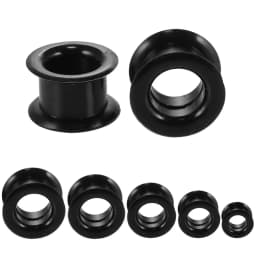 1Pair 3mm-40mm Black Silicone Ear Plugs and Tunnels Flexible Double Flared Flesh Ear Piercings Earlets Expander Stretchers