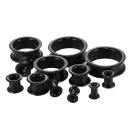 1Pair 3mm-40mm Black Silicone Ear Plugs and Tunnels Flexible Double Flared Flesh Ear Piercings Earlets Expander Stretchers