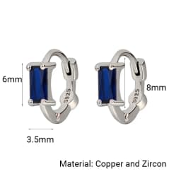 Huggies Earrings Purple white Green Blue Red Square Heart Silver Color Small Hoop Earrings for Women Girls Wedding Jewelry