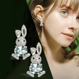 Fashion Shiny Zircon Rabbit Stud Earrings For Women Lovely Animal Bunny Rhinestone Earring Wedding Party New Year Jewelry