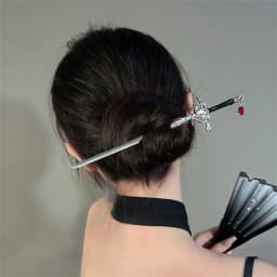 2022 New Punk Ruby Pendant Sword Hairpin Chinese Simple Hair Sticks for retro Women girl Hairstyle Hair Dish Accessories Trendy
