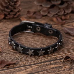 Classic Simple Fashion Leather Bracelets Men Women Punk Buckle Star Leather Wrap Bracelet & Bangle Couple Wristband Jewelry Gift