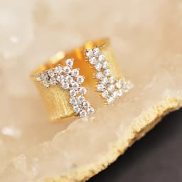 Huitan Trendy Luxury Gold Color Cubic Zirconia Ring for Women Modern Wide Band Finger Ring OL Style Female Jewelry Drop Shipping